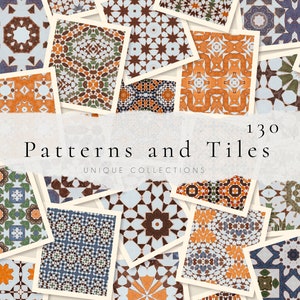 Marokkaans digitaal papier - Plakboek papier - Naadloze patronen tegels - digitale achtergrond - Aquarel Papier set - Mozaïek Geometrischornament