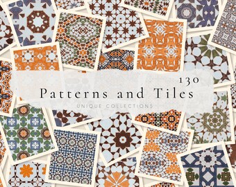 Moroccan Digital Paper - Scrapbook Papers - Seamless Patterns Tiles - Digital Background - Watercolor Paper Set - Mosaic Geometric Ornament