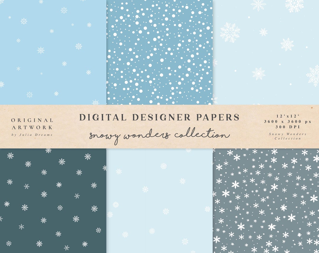 Snowy Wonders Digital Papers Commercial Use Scrapbook Paper Seamless ...