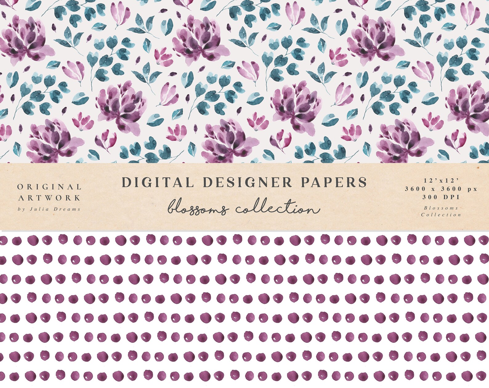 Blooming Digital Paper - Scrapbook Papers - Seamless Patterns - Digital ...