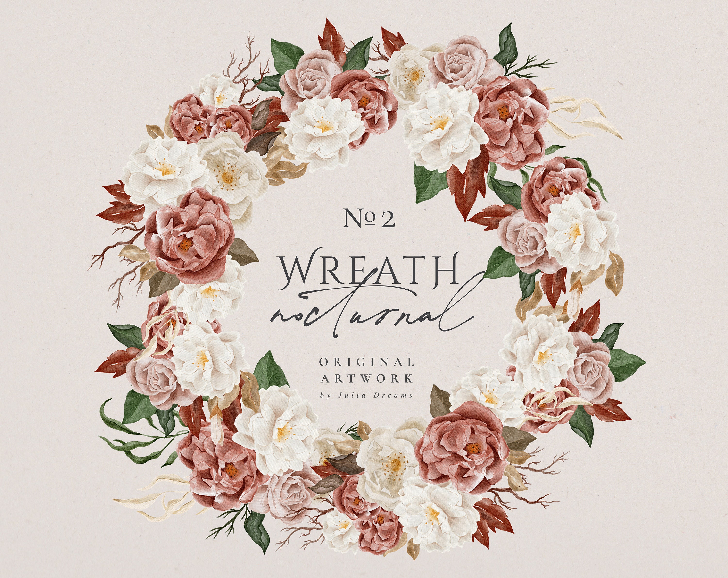 Watercolor Flower Wreath 2 Digital Clipart Individual PNG | Etsy