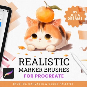 Pennarelli realistici, pennelli per procreare, kit di pittura per pennello per procreare per iPad, pennelli da colorare, pennello stile Copic, grana della carta multifodera