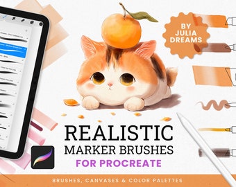 Realistic Marker Procreate Brushes - Painting Kit for Procreate iPad Brush - Coloring Brushes - Copic Style Brush - Multiliner Paper Texture