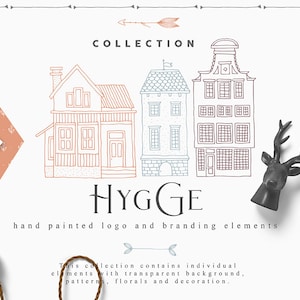 Hygge Clipart Collection - Logo Creator - Line Art Logo Template - Clipart scandinave - Planner Art - Flower Floral Home Branding Clip Art
