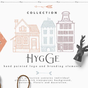 Hygge Clipart Collection - Logo Creator - Line Art Logo Template - Clipart scandinave - Planner Art - Flower Floral Home Branding Clip Art