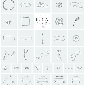 Ikigai Clipart Collection - Logo Creator - Line Art Logo Template - Japanese Clipart - Planner Art - Flower Floral Home Branding Clip Art image 6