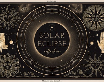 Solar Eclipse - Cosmic Clipart - Individual PNG Files - Large Collection - Spirit Mysterious Moon - Star Logo PNG - Zodiac Planet Sun Art