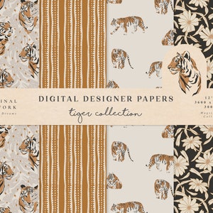Tiger digitale Papiere - kommerzielle Nutzung - Scrapbook Papier - nahtlose Muster - Dschungel Designer Papier - Hintergrund - Planer liefert Download