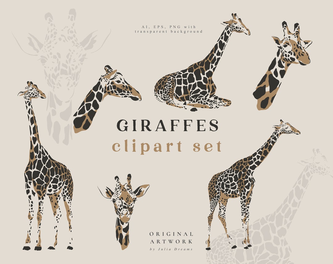 Giraffe Digital Clipart - Individual PNG Files - Logo Elements ...