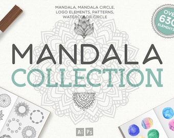 Mandala Clipart Collection - Indian, Thai, Yoga, Holistic Circles - Logo Design Mandalas - Line Art Template - Floral Flower Frame Shape