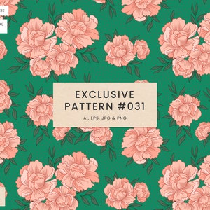 Exklusives Muster 031 - Nahtloses Muster - Scrapbook Papier - Stoff - Druckbares Papier - OOAK - Blumen Pfingstrose - Kinder Baby Print Digital Papier