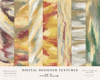 Digital Textures Earth Tones - Watercolor Paper - Oil Pastel Clipart - Texture - Digital Background - Printable Papers - Abstract Art Print