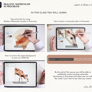 Realistic Watercolor in Procreate Procreate Tutorial Watercolor Deer Drawing Video Watercolor Course Procreate Brushes How to Draw image 3