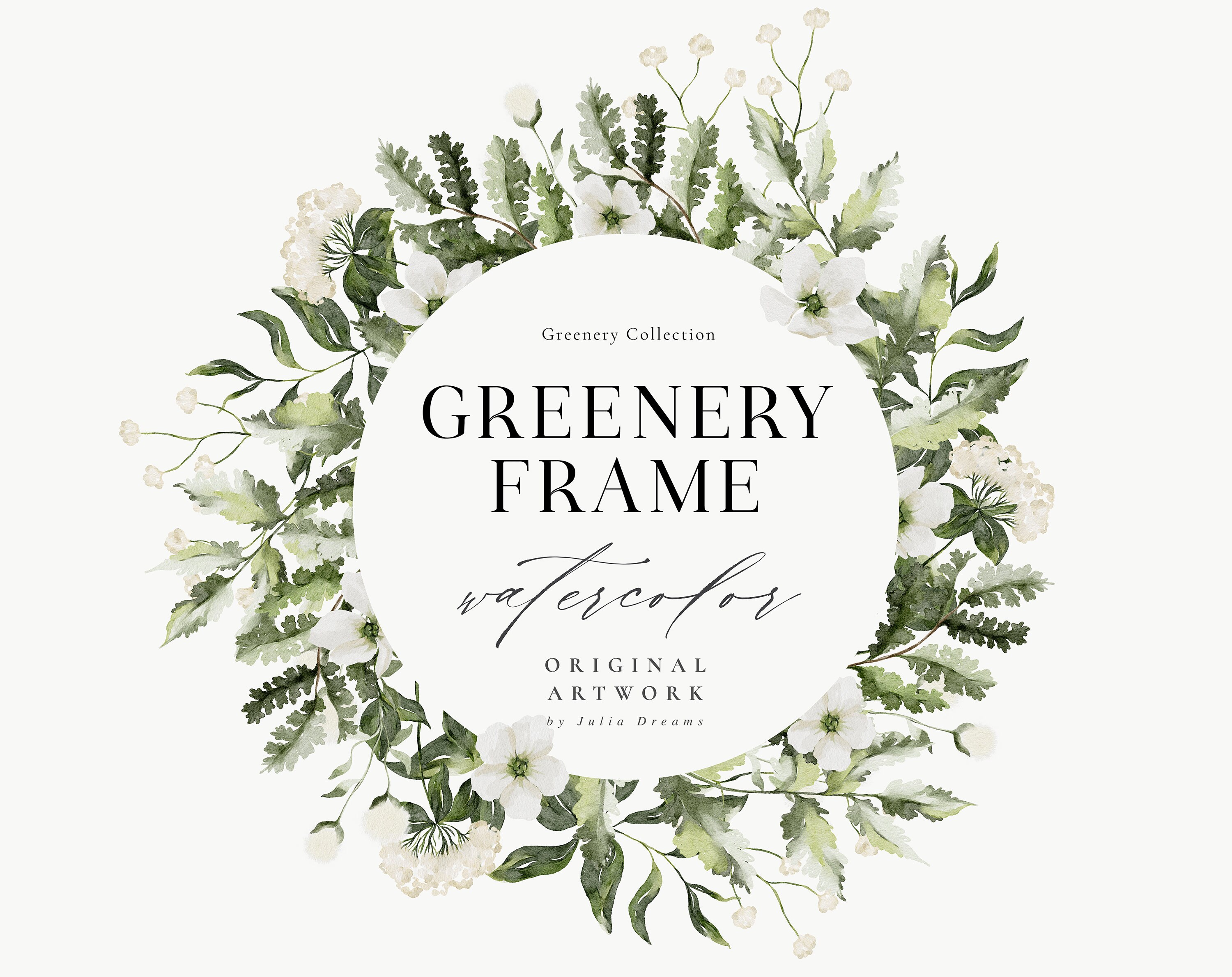 Watercolor Greenery Floral Frame Digital Clipart - Etsy