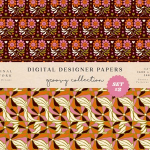 70s Style Digital Papers - Commercial Use - Scrapbook Paper - Seamless ...