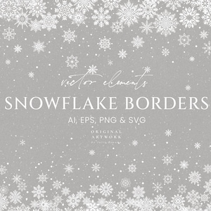 Flocon de neige frontières numérique Clipart - Clipart SVG - hiver numérique frontière transparente - téléchargement numérique - usage Commercial - décoration de Noël PNG