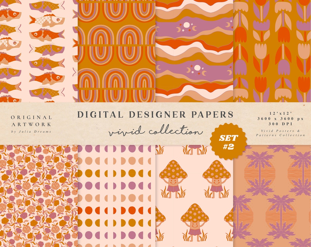 Designer Paper For File Modern Flowers Digital Papers - Commercial Use - Scrapbook Paper ...