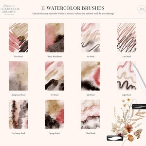 Realistic Watercolor Procreate Brushes Painting Kit for Procreate iPad Brushes Watercolor Brushes Watercolor Canvas Digital Download image 2