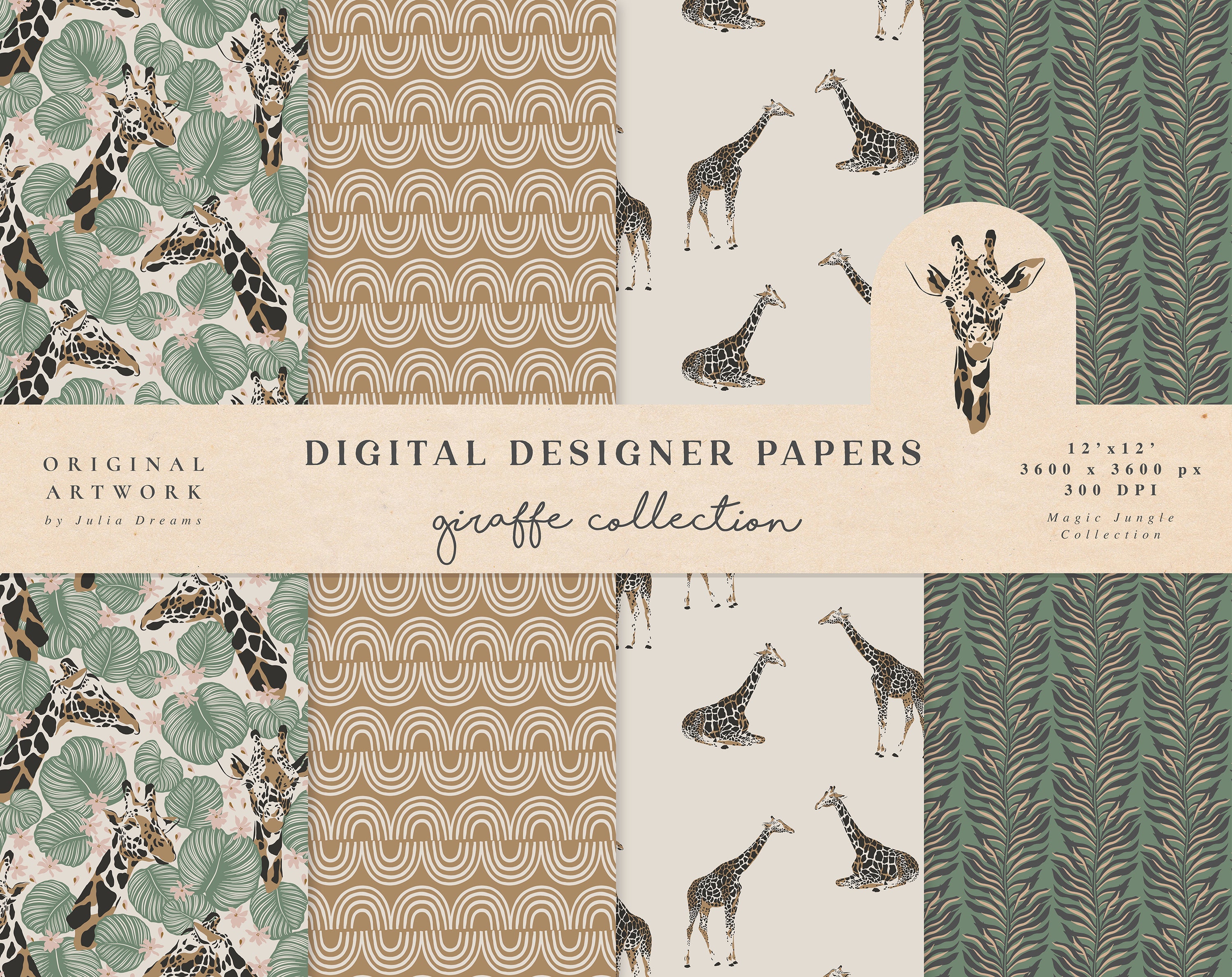 Giraffe Digital Papers Commercial Use Scrapbook Paper - Etsy