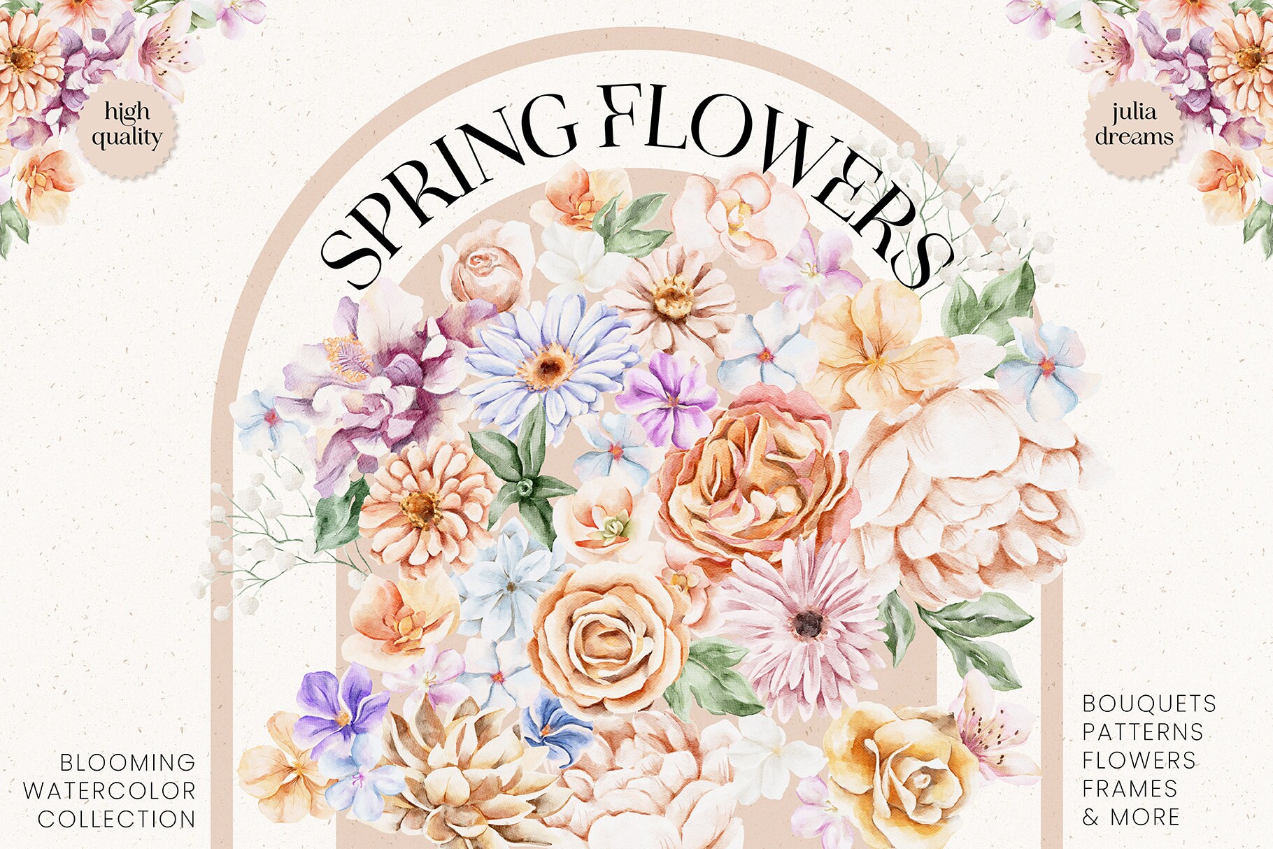 Spring Flowers - Watercolor Digital Clipart - Individual PNG Files ...