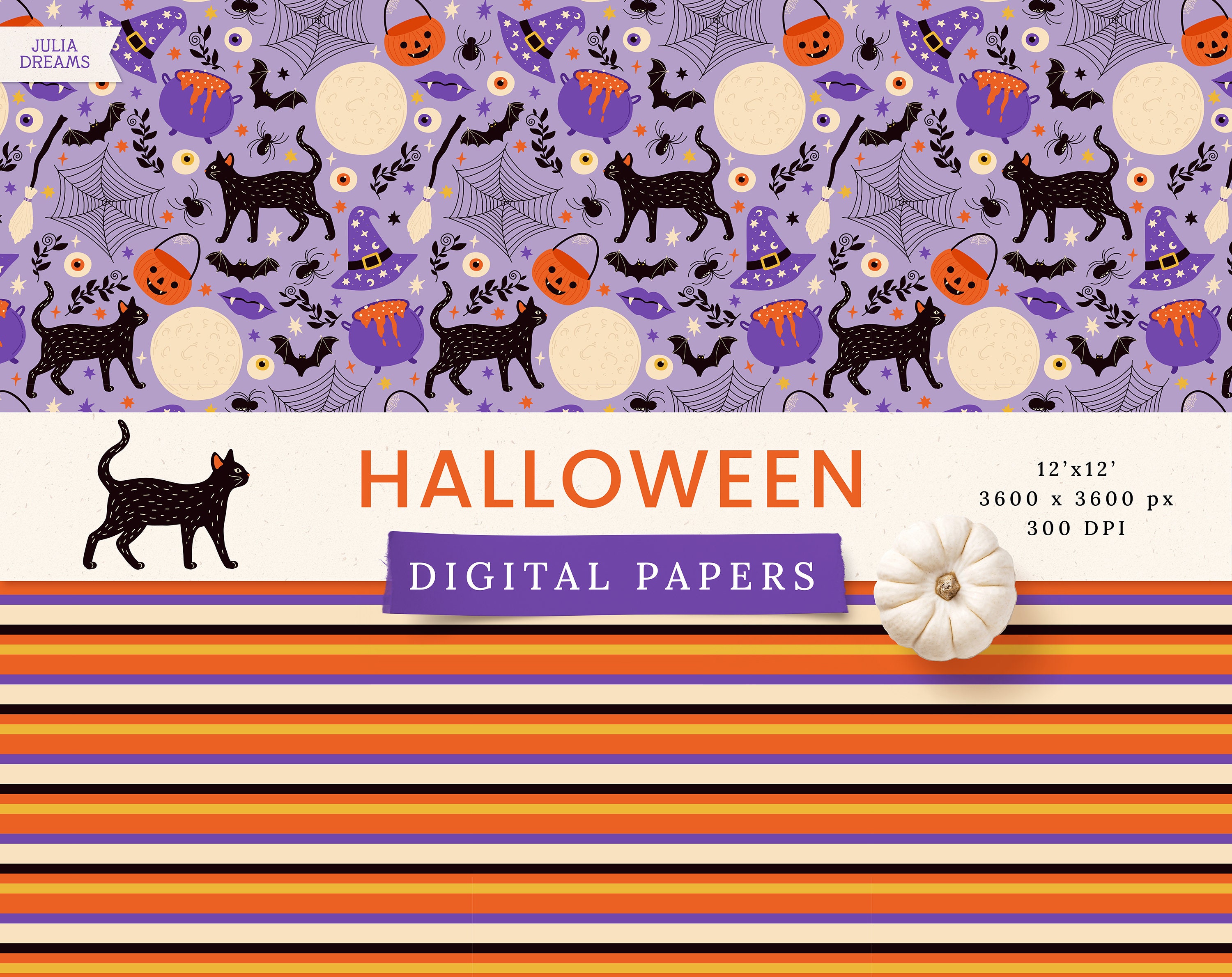 Halloween Digital Papers Commercial Use Scrapbook Paper Etsy