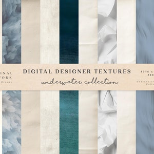 Underwater Digital Textures - Watercolour Paper Textures - Paper Digital Background - White Blue Paper Texture - Digital Scrapbook Paper