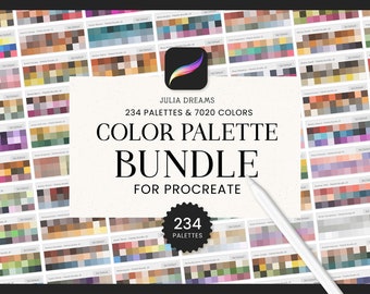 Procreate Color Palette Bundle - 234 Color Swatches iPad - iPad Lettering Illustration Procreate Tool - Paisaje floral - Paletas digitales