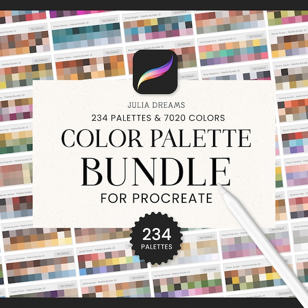 Procreate Color Palette Bundle - 234 Color Swatches iPad - iPad Lettering Illustration Procreate Tool - Floral Landscape - Digital Palettes