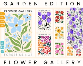 Flower Gallery Garden Edition - Clipart numérique - Fichiers PNG individuels - Mariage - Ensemble graphique peint à la main - Papiers numériques - Feuilles de fleurs
