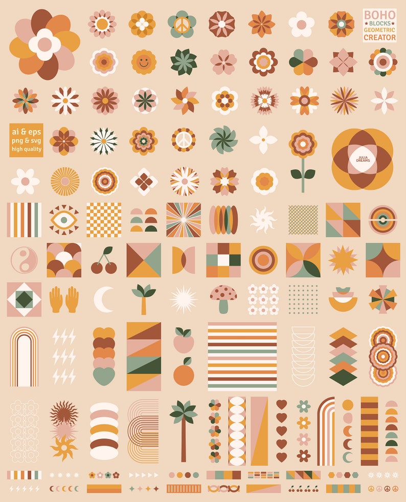 Boho Blocks Geometry Creator - Logo Digital Clipart - Printable Wall ...