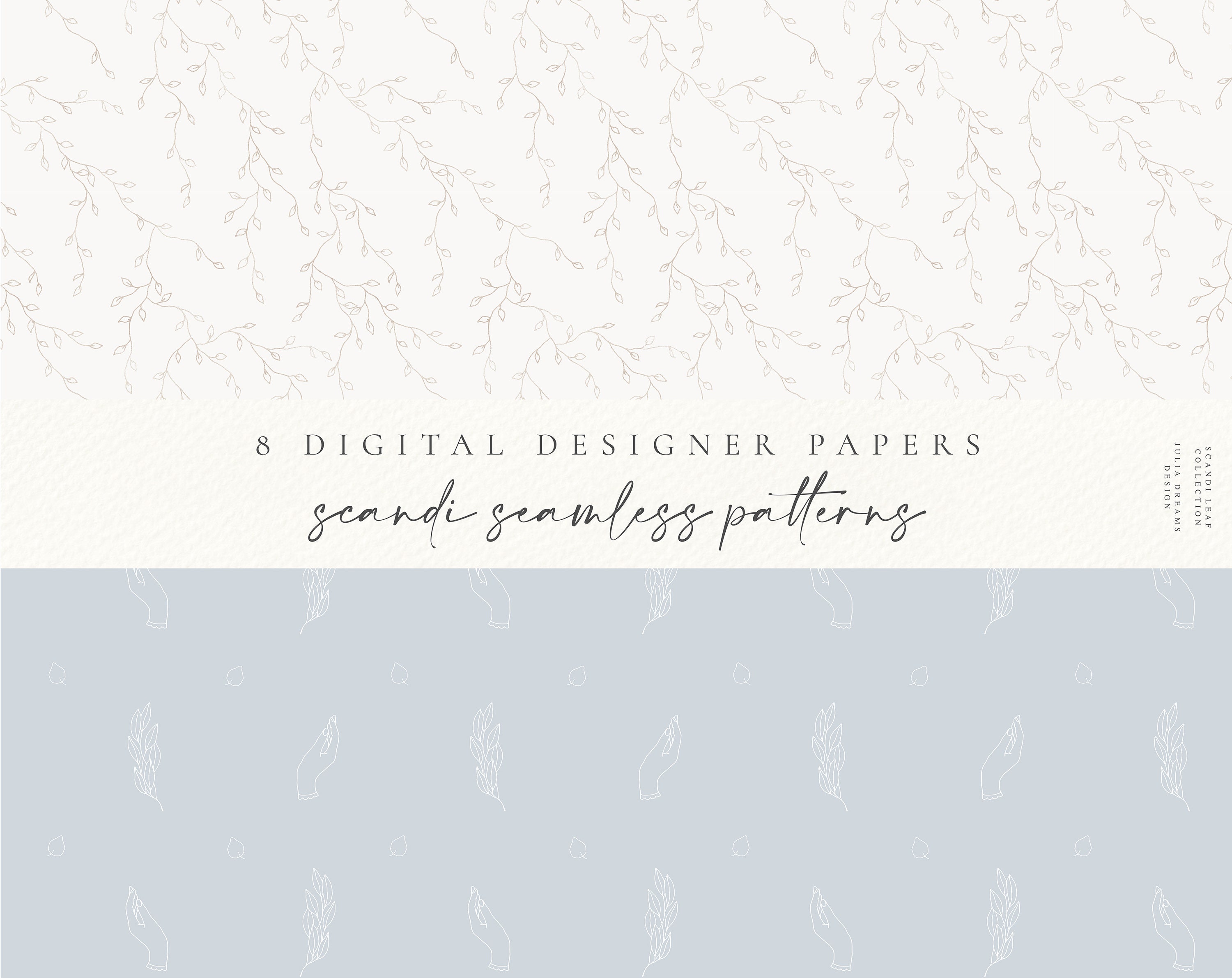 Scandi Leaf Digital Paper Scrapbook Papers Seamless - Etsy