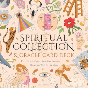 Collection spirituelle - Oracle Cards Digital Clipart - Fichiers PNG individuels - Tarot Card Desk - papier numérique vintage - Oracle Deck imprimable