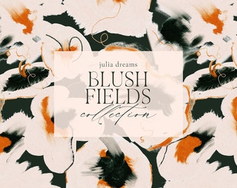 Blush Fields Digital Clipart - Individual PNG Files - Wedding - Hand Painted Graphic Set - Floral Flowers - Abstract Shape - Wall Art