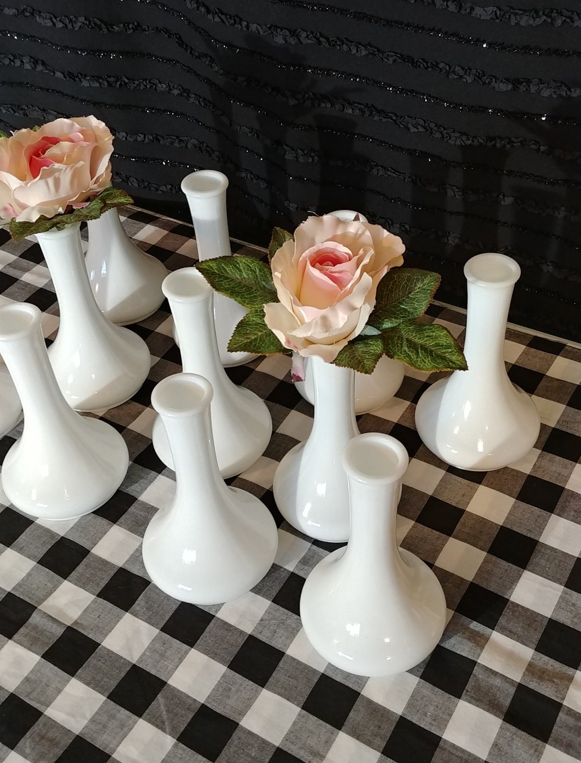 Vintage Milk Glass Vases Wedding Centerpieces Farmhouse Charm Etsy