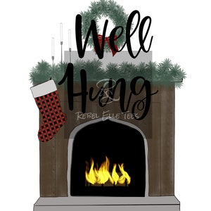 Well hung stocking mantle png winter christmas
