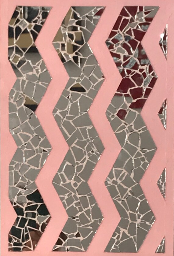 Geometrische Zickzack Spiegel Mosaik Wandkunst Silber Etsy