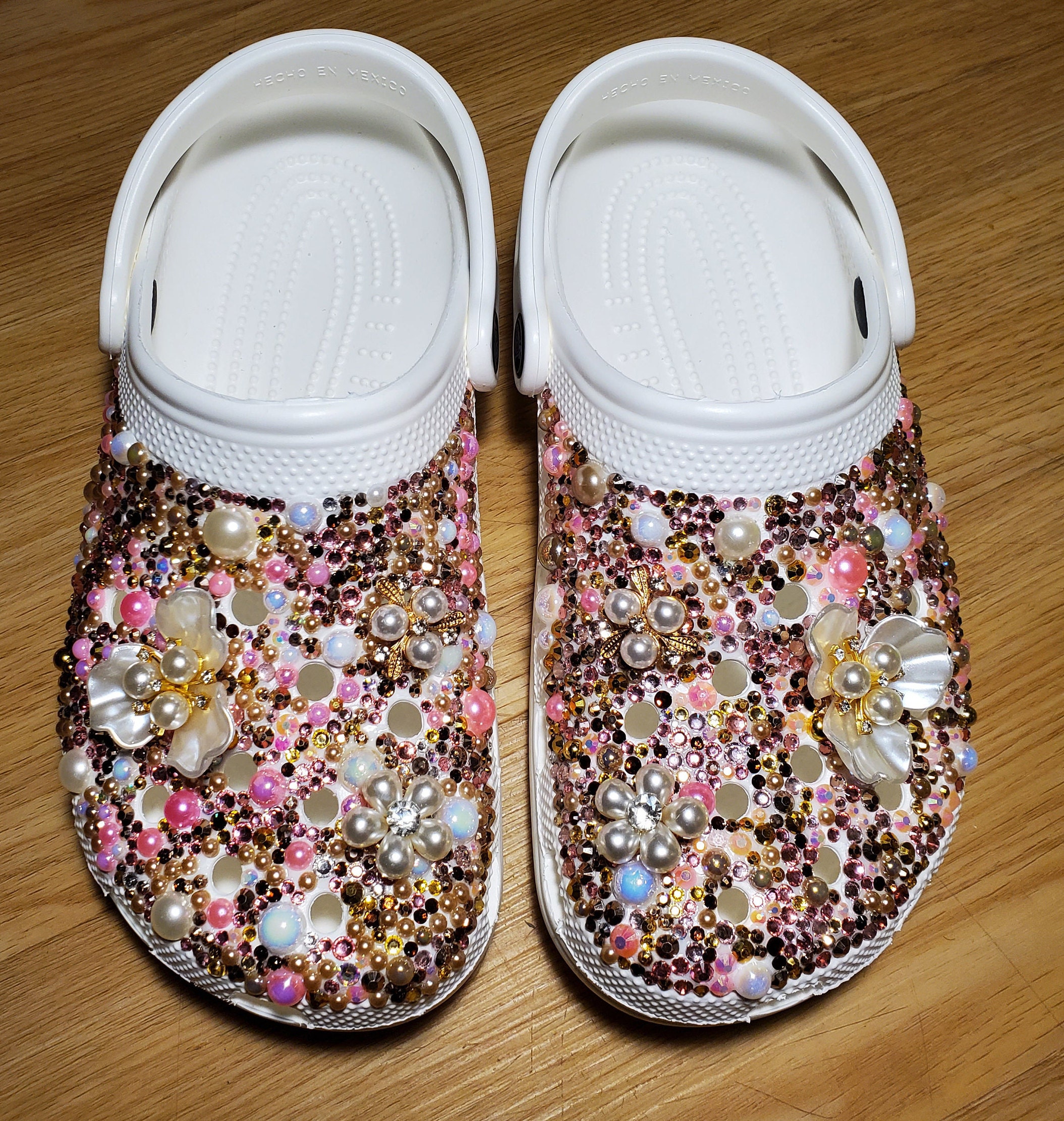 white bling crocs