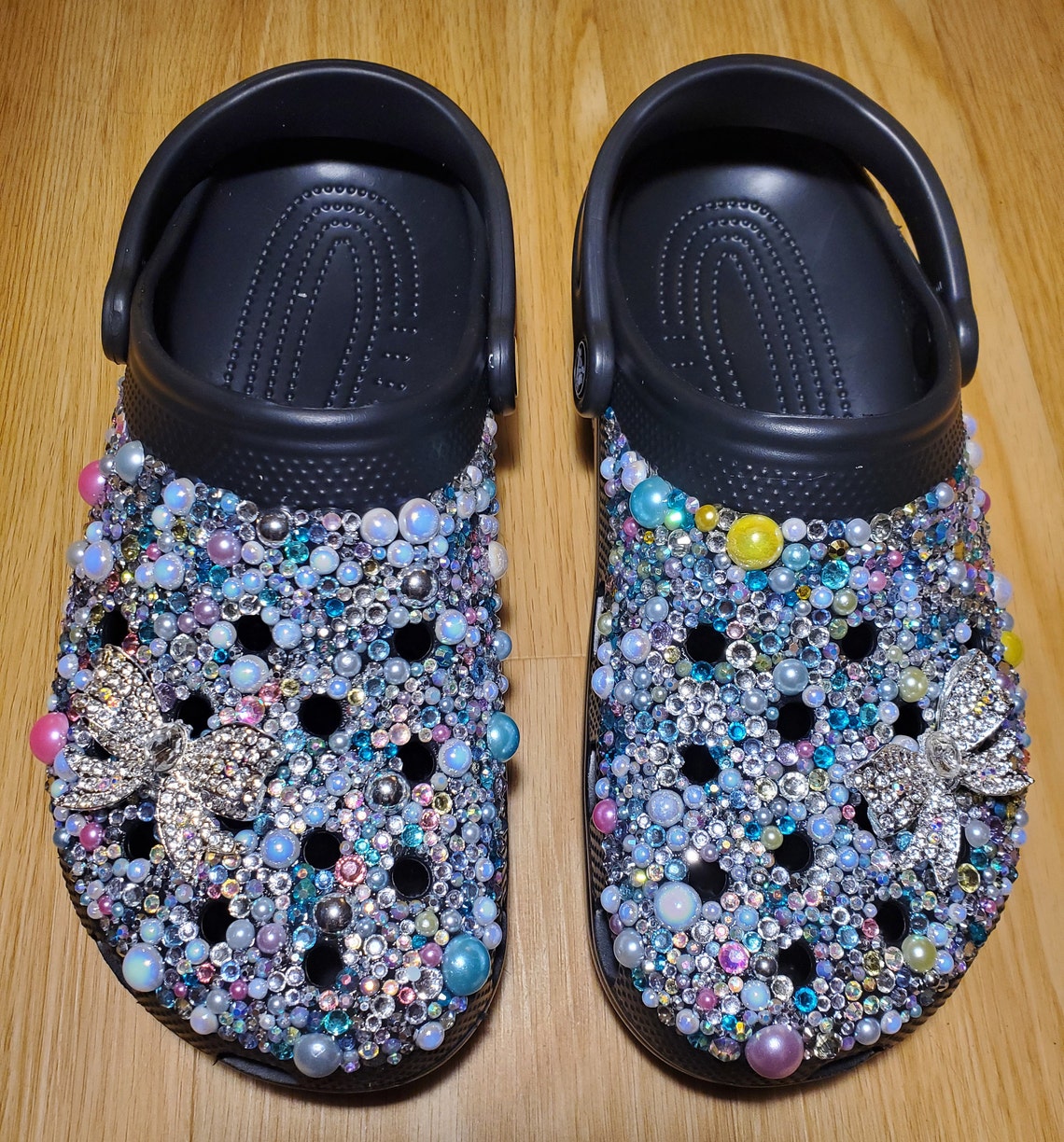 white bling crocs