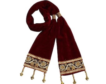 KRYPMAX Dupatta/étole Sherwani pour enfants, en tissu de velours, couleur marron, lot de 1 (taille au choix)