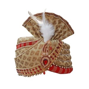 Men Hat Indian Pag Wedding Turban, Handmade Traditional Groom Pagri for Wedding, Designer Dulha Pagri - Multicolor