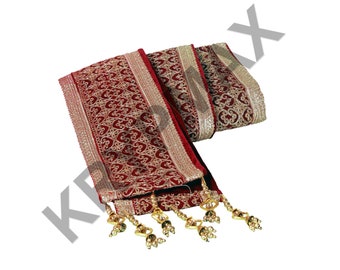 Fancy Zari Patta Handmade Men Sherwani Stole, Groom Dupatta for Sherwani, Dulha Ka Dupatta (Maroon Colour)