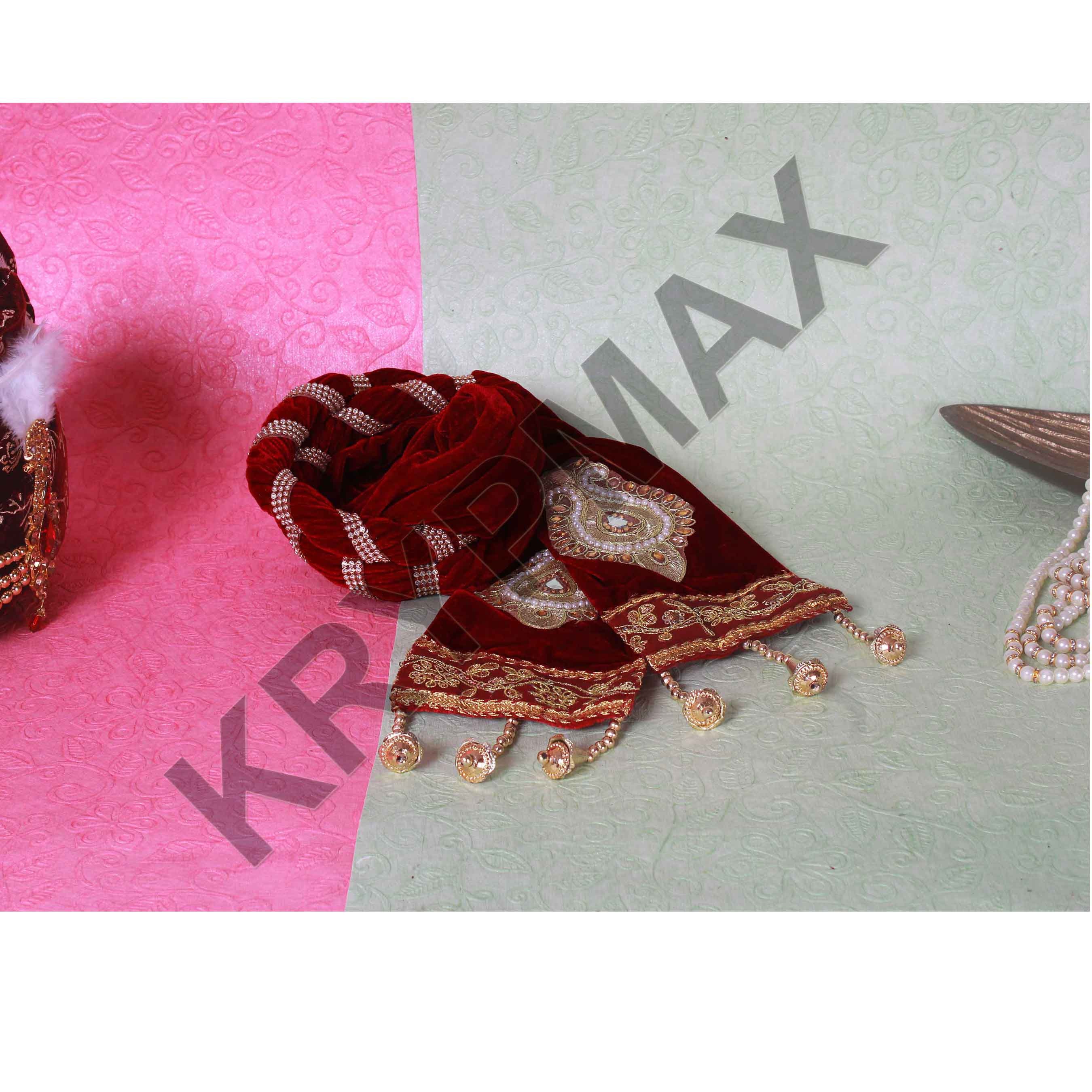 Sherwani Dupatta In Velluto Per Uomo – Colore Marrone, Lunghezza 2,5 Metri, Fatto A Mano (India)