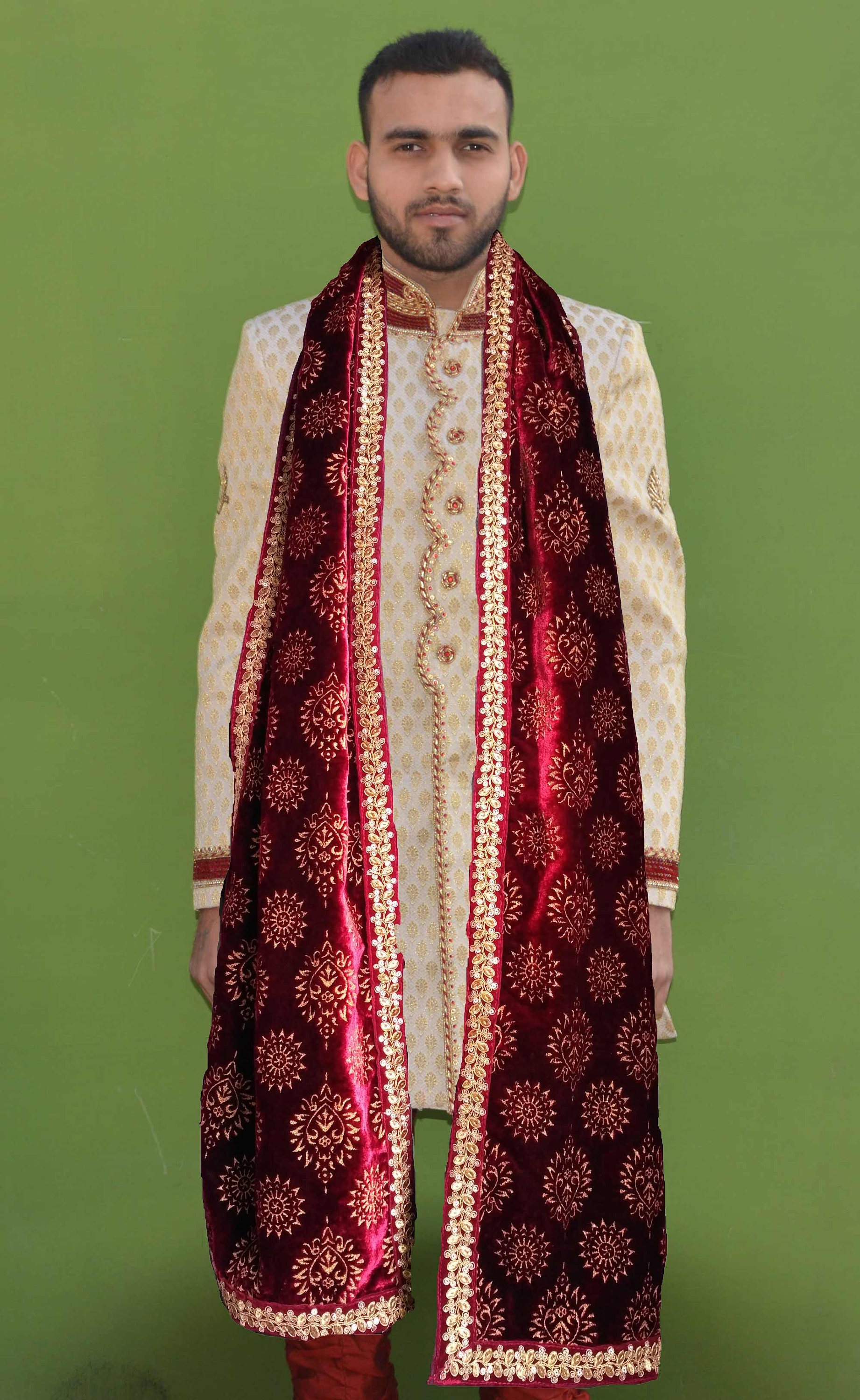 Burgundy  Silk  Boys Kurta salwar kameez sherwani 2 pc  Free shawl  all sizes 