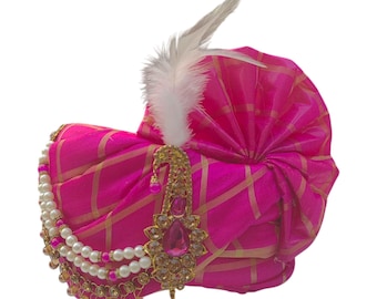 Pink Rani Wedding Turban Safa With Matching Shawl Royal