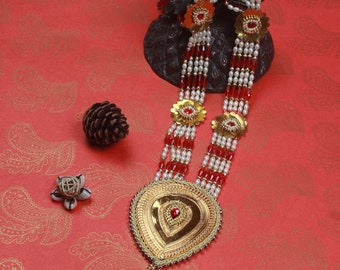 Sautoir orné de bijoux en perles pour homme/marié pour vêtements de mariage, long décoratif Paan Haar (Dulhe Ki Mala)