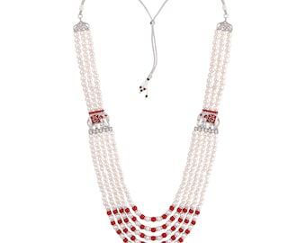 Collier de marié KRYPMAX à cinq rangs de perles : broche éléphant, bijou de mariage pour sherwani (homme)