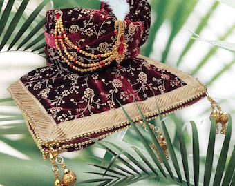 Châle et turban de mariage bordeaux | Turban Royal Wedding Groom Safa avec Dupatta, collection exclusive Wedding