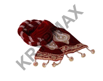 Handmade Velvet Groom Dupatta – Maroon Indian Sherwani Stole