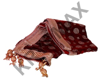 Handmade Maroon Velvet Maharaja Shawl – Indian Wedding Groom Dupatta