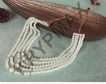 Groom's Necklace/ 5 Layers Indian Bollywood Fashion Necklace/ Sherwani Mala/ Dulha Necklace/ Indian Wedding Jewelry